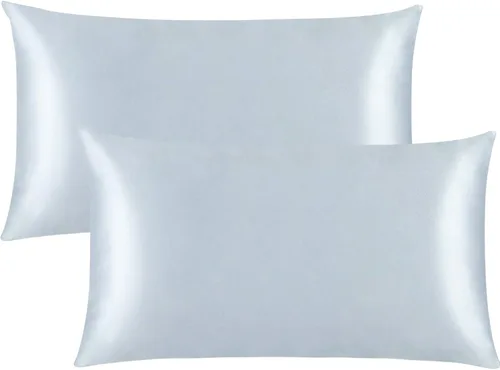 Miniatura 14 de FLXXIE Paquete de 2 fundas de almohada estándar de satén con cremallera para cabello y piel, sedosas y súper suaves (20 x 26 pulgadas), fundas