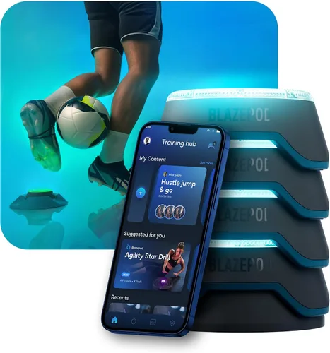 BlazePod Soccer Reaction Training Kit – 4 Smart Light Pods for Speed, Ball Control & Game IQ – Football Reflex Training for Players & Coaches – App