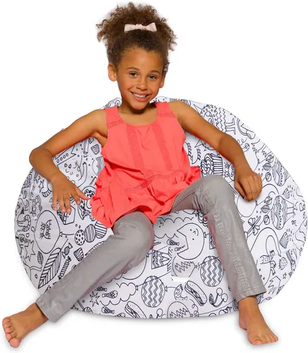 Miniatura 52 de Posh Creations - Sillón puff para niños, adolescentes y adultos, incluye funda extraíble y lavable a máquina, tamaño mediano de 27 pulgadas, lona