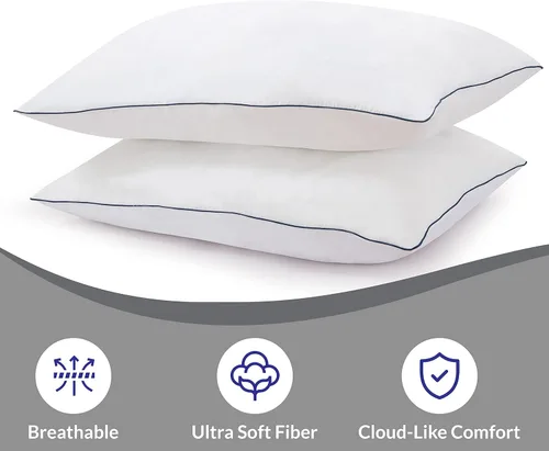 Miniatura 2 de ROYALE LINENS Juego de 2 almohadas tamaño Queen, almohada de cama para dormir, almohada refrescante para personas que duermen de espalda, estómago