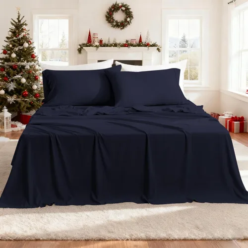 Miniatura 40 de CozySmile Juego de sábanas transpirables y refrescantes, sábanas de lujo de 4 piezas con bolsillo profundo para cama de tamaño matrimonial, se Beige