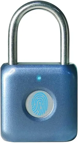 eLinkSmart Candado de huella digital - Candado de combinación sin llave de metal azul para armario de gimnasio, armario escolar, mochila, maleta,