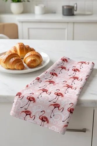 Miniatura 7 de Paquete de 1, 2 o 4 toallas de cocina vibrantes y coloridas/paños de cocina de flamenco para uso diario y decoración del hogar, diseño rojo