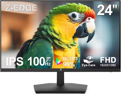 Monitor de 24 pulgadas, monitor de computadora Z-Edge, Full HD 1920 x 1080p IPS 100Hz Monitor de PC con HDMI, VGA, sin marco, pantalla antirreflejos