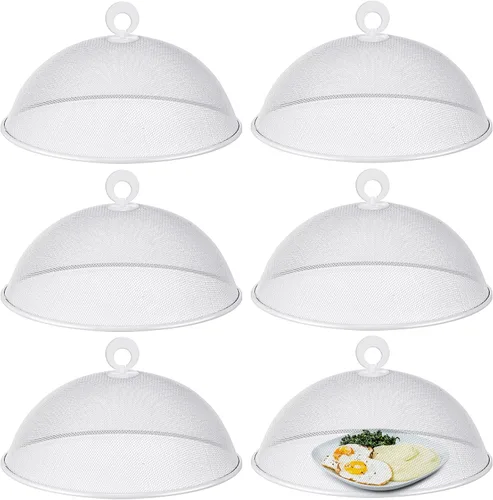 Miniatura 10 de Gerrii 6 cubiertas de malla metálica para alimentos, tiendas de campaña de malla para exteriores, cubiertas de placa de pantalla para platos llanos