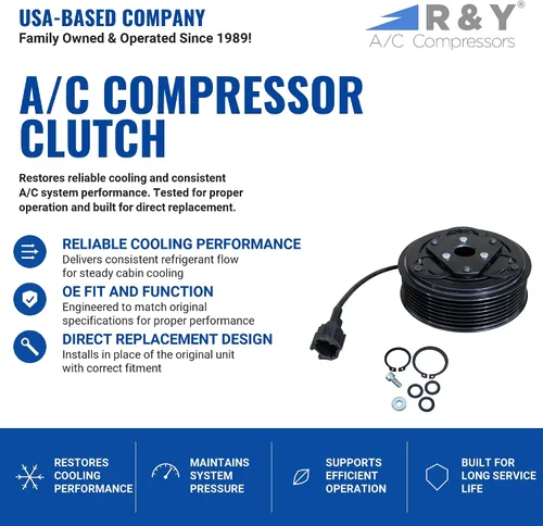 Miniatura 2 de RYC - Nuevo embrague de compresor A/C EH892-01-CL (se adapta a Nissan Versa 1.6L 2012-2018; compatible con Nissan Versa Note 1.6L 2014-2019)