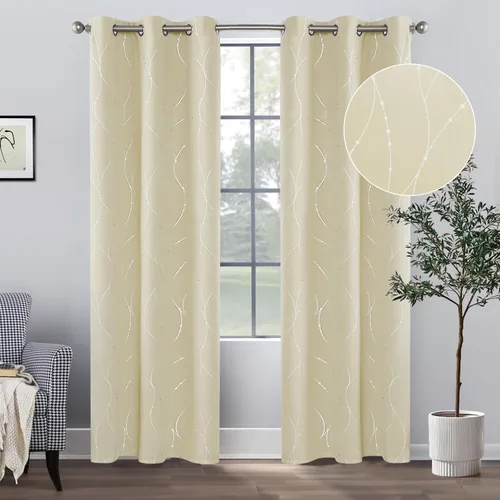 Miniatura 23 de BUHUA - Paneles de cortinas opacas para sala de estar, cortinas grises con aislamiento térmico, cortinas de ventana para dormitorio - 72 pulgadas