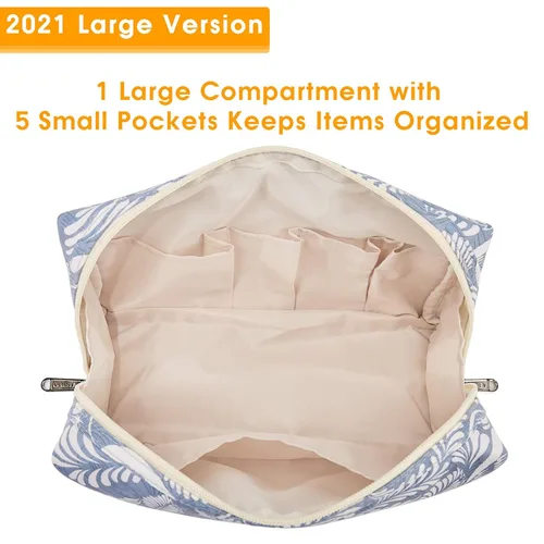 Miniatura 3 de Narwey Bonita bolsa de maquillaje de viaje, bolsa organizadora de cosméticos, bolsa de aseo con compartimentos para mujeres y niñas
