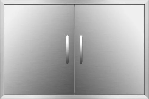 Miniatura 11 de Puertas de cocina para exteriores, 31 pulgadas de ancho x 24 pulgadas de alto, puertas de acceso dobles para barbacoa, acero inoxidable 304