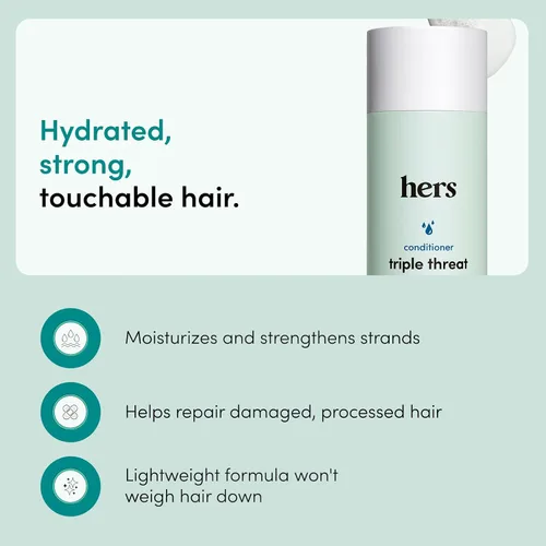 Miniatura 2 de Hers Triple Threat Conditioner – Fórmula de aminoácidos, aceite de argán y aceite de coco – Acondicionador hidratante para todo tipo de cabello
