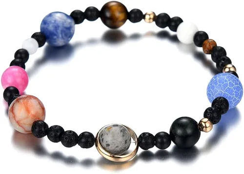 Miniatura 16 de Pulsera de cuentas de piedra para mujer, diseño de galaxia del universo de 8 planetas o 9 planetas en el sistema solar, pulseras de estrella
