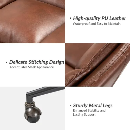 Miniatura 6 de HULALA HOME Modern Faux Leather Home Office Chair with Metal Base & Tilt Lock, Armless Criss Cross Legged Desk Chair with Wheels & Padded Cushion