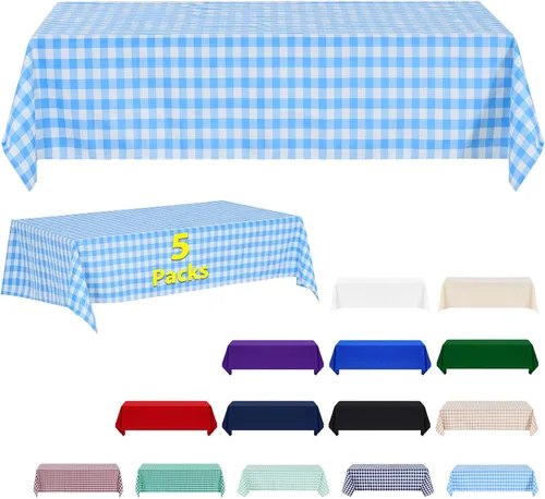 Miniatura 19 de ABCCANOPY Paquete de 3 manteles rectangulares de poliéster de 60 x 84 pulgadas, para interiores y exteriores, resistentes a las manchas, lavable