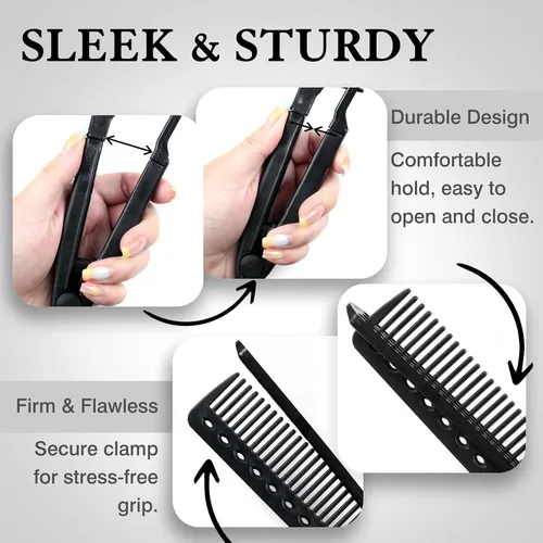 Miniatura 3 de Peine alisador de cabello – Herramienta de peinado en forma de V segura al calor, sin enredos, para planchas planas y rizadores, listo para viajar