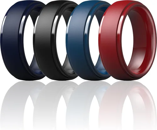 Miniatura 59 de ThunderFit Anillos de boda de silicona para hombre, 0.394 in de ancho y 0.098 in de grosor, paquete múltiple de variedad 1-7