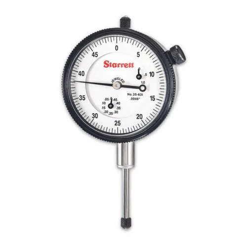Miniatura 12 de Starrett Indicador de Cuadrante Serie 25 con Rodamientos de Rubí y Oreja en el Centro Posterior - Carátula Blanca, Rango de 0-.025", Cuadrante