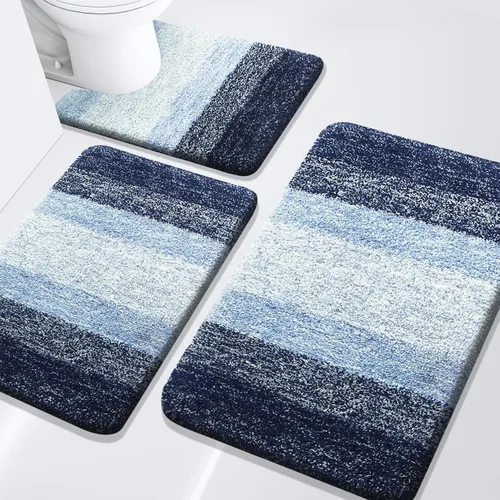 Miniatura 38 de Arotive - Juego de alfombras de baño de 3 piezas, alfombras de baño extra suaves y absorbentes, alfombrillas de baño lavables a máquina y que se