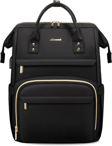 Miniatura 13 de LOVEVOOK Mochila para laptop para mujer con bolsillo gigante para vasos, mochila de viaje impermeable de 15.6 pulgadas, bolsa de computadora