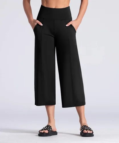 Miniatura 7 de THE GYM PEOPLE Bootleg - Pantalones capri de yoga para mujer, control de abdomen, cintura alta, pantalones cortos acampanados con bolsillos