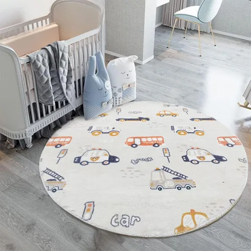 Miniatura 17 de Poowe Alfombra redonda con diseño de arco iris, colorida alfombra bohemia para niños, ultra suave, lavable, alfombra para habitación del cuarto