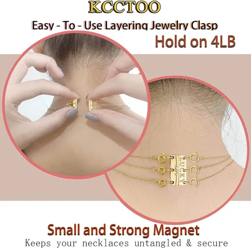 Miniatura 2 de Collar con cierre de capas para mujer, separadores de joyería de oro de 18 quilates y plata, cierre magnético de collar múltiple para mujer