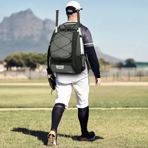 Miniatura 6 de DAFISKY, Mochila para Bolsón de Béisbol y Sóftbol - Mochila para Equipo de Bate de Béisbol, Sóftbol y Bola T para Jóvenes y Adultos con Soportes Gris