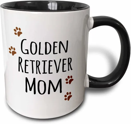 3dRose (mug_154126_4) Golden Retriever Dog Mom - Perro por raza - huellas marrones - amante de los perritos - amor orgulloso del dueño de mascotas -