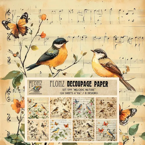 Miniatura 4 de Paquete de papel para decoupage (24 hojas 15x15 cm) Fantastic Nightlights # Papel con patrón estilo vintage para decoupage, manualidades y álbumes
