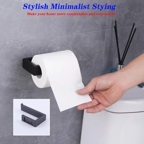 Miniatura 5 de GERZWY Juego de 2 accesorios de baño SUS 304 acero inoxidable soporte de papel higiénico toalla anillo montaje en pared, negro mate HG1708-2BK