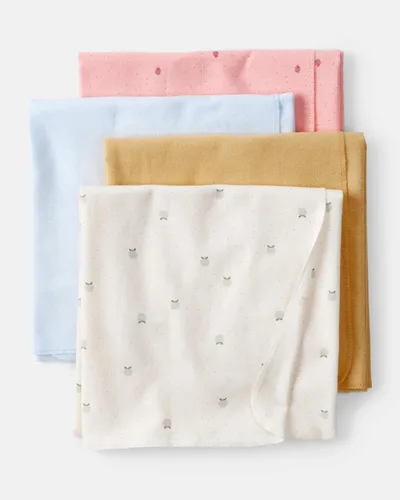 Miniatura 6 de Carter's Paquete de 4 mantas de recepción unisex para bebé, de algodón suave y transpirable, fundas ligeras para bebé, esenciales para guardería, 40