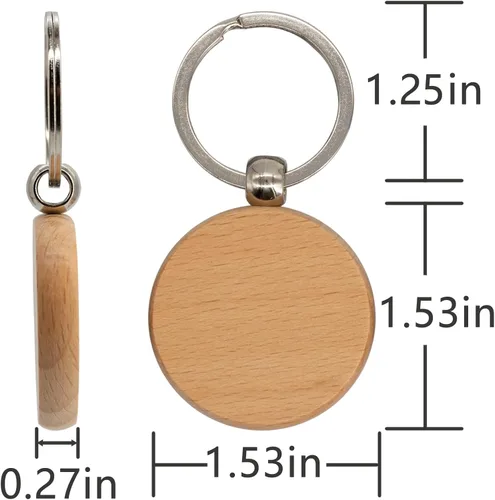 Miniatura 2 de TFoRibbon 50 Uds Madera Grabado Blanks Llaveros en Blanco de Madera (Redondo) TFoRibbon00057