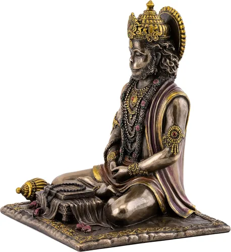 Miniatura 2 de Top Collection Hanuman - Estatua hindú de Dios de la Fuerza en bronce fundido en frío de primera calidad, figura coleccionable de 7.5 pulgadas