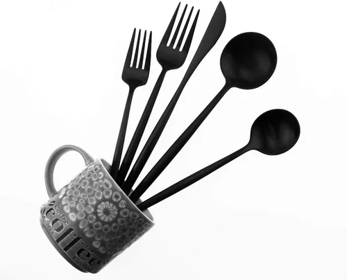 Miniatura 5 de Juego de cubiertos de acero inoxidable 18/10 de 20 piezas, vajilla de lujo para viajes, incluye cuchillo, tenedor, cuchara, servicio para 4
