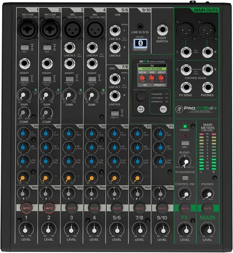 Miniatura 2 de Mackie ProFX10v3+ Mezclador analógico profesional de 10 canales con USB, preamplificadores de micrófono Onyx, motor de efectos GigFX y Bluetooth