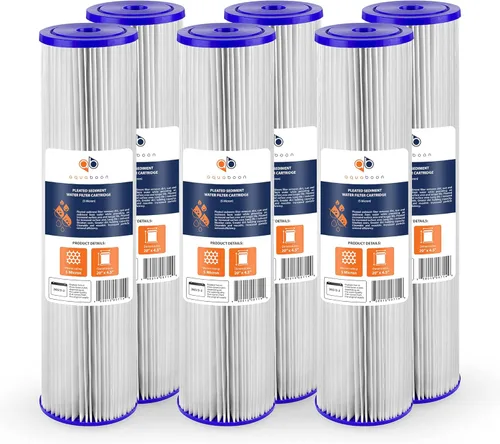 Aquaboon Cartucho de filtro de agua plisado para toda la casa de 5 micras, 20 x 4.5 pulgadas, compatible con ECP5-20BB, SPC-45-2005, paquete de 6