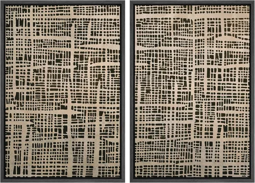 Miniatura 87 de SIGNWIN Lienzo enmarcado para pared, juego de arte de collage de ondas en espiral de mediados de siglo, formas abstractas, acogedor, neutro