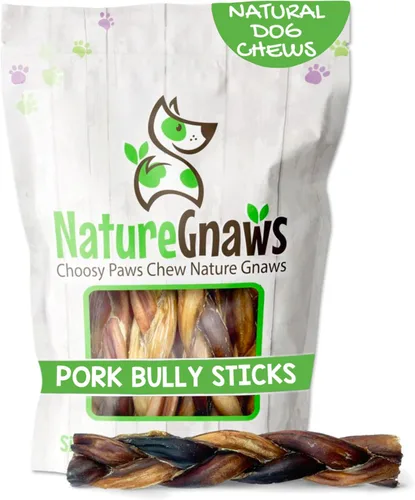 Miniatura 10 de Nature Gnaws Palitos de cerdo extra finos para perros pequeños de 5 a 6 pulgadas (50 unidades) – Larga duración para masticadores ligeros