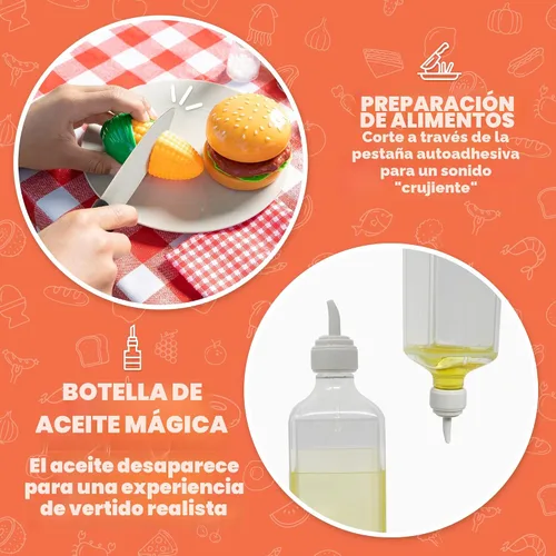 Miniatura 3 de 27 piezas de juego de parrilla de barbacoa para niños, juguete de parrilla de barbacoa de patio trasero, juego de juguetes de parrilla para niños