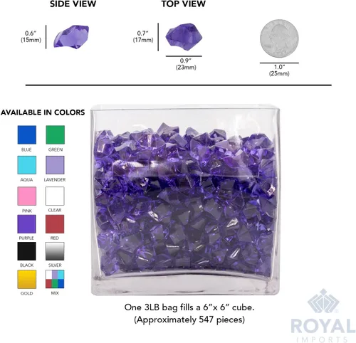 Miniatura 6 de Royal Imports Piedras acrílicas de cristal de hielo para rellenos de jarrones, dispersión de mesa de fiesta, boda, fotografía, decoración