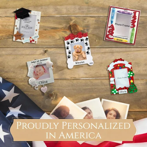 Miniatura 6 de Marco de fotos personalizado 2026 Adornos de Navidad personalizados las 24 horas para árbol Marco de fotos rojo personalizado regalo de recuerdo