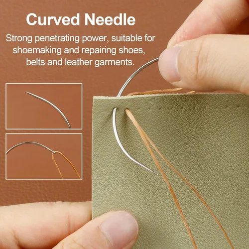 Miniatura 5 de FIVEIZERO Juego de agujas de coser a mano de servicio pesado - Agujas de coser cuero de ojo grande para costura a mano, tapicería, alfombra