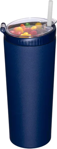 Miniatura 10 de Vaso de aperitivos con tapa y pajita, taza de café de viaje 2 en 1 aislada de acero inoxidable, botella de agua con taza de aperitivo