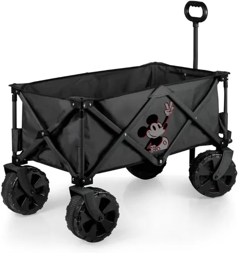 PICNIC TIME Disney Mickey Mouse Adventure Wagon Elite - Carro de playa todo terreno con tapa superior de mesa y forro suave para enfriar, carro