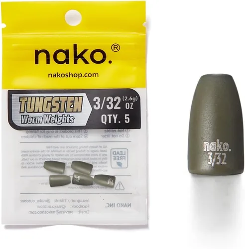 Miniatura 18 de Nako - Pesas de bala de tungsteno para pesca, de 1/32 oz a 3/4 oz, color calabaza negra y verde sin astillas, pesas de pesca para aparejo de Texas