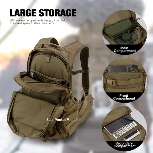 Miniatura 5 de Mardingtop - Mochila táctica de 28L para hombres con parche de velcro, Caqui