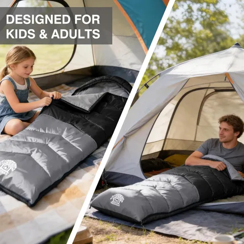 Miniatura 7 de Sleeping Bags for Adults & Kids for Camping Hiking Trips Warm Cool Weather, Lightweight and Waterproof with Compression Bag, 3-4 Season Indoors