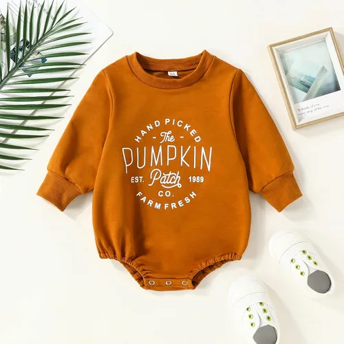 Miniatura 138 de Ropa de Halloween para bebé niña, sudadera con estampado de calabaza, mameluco de burbujas, lindo traje de Acción de Gracias de otoño
