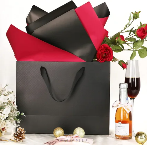 Miniatura 4 de 12 bolsas de regalo grandes de 13 x 5 x 10 pulgadas, bolsas de regalo grandes color negro mate con asas para el día de Acción de Gracias y todas