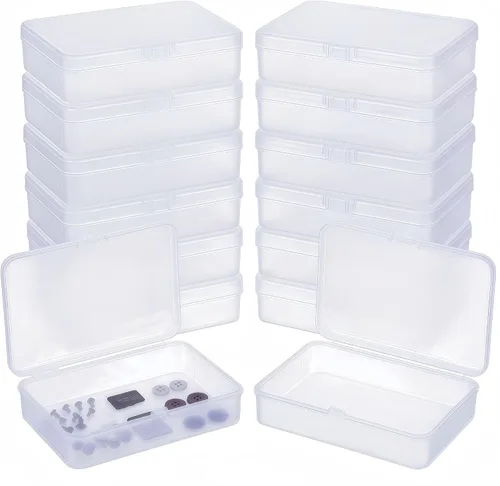 Miniatura 14 de LJY 100 contenedores rectangulares vacíos de plástico transparente con tapas con bisagras (2.2 x 1.6 x 0.8 pulgadas, transparente)