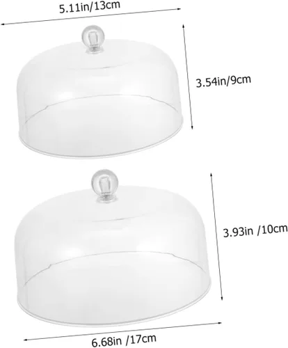 Miniatura 2 de SHOWERORO 2 cubiertas acrílicas para tartas, cúpulas de postre multifuncionales, protector de alimentos reutilizable para uso diario para fiestas